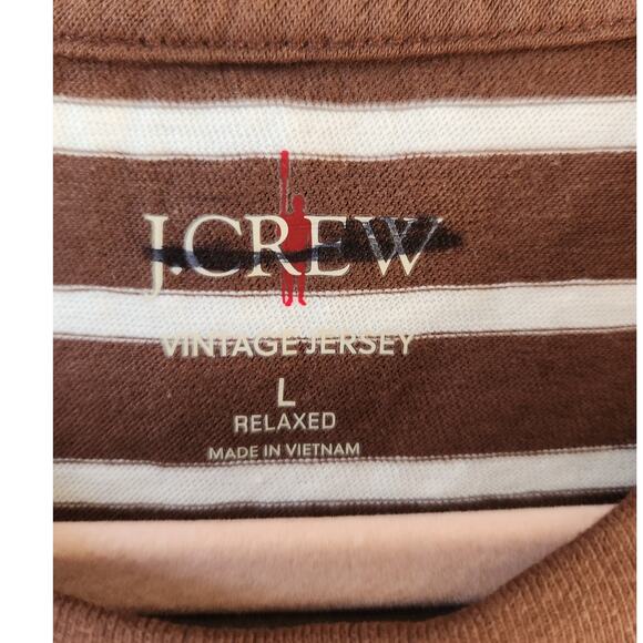NWOT J. Crew Vintage-Wash Cotton T-Shirt In Stripe Men's T-Shirt Brown Stripes L - Picture 5 of 7